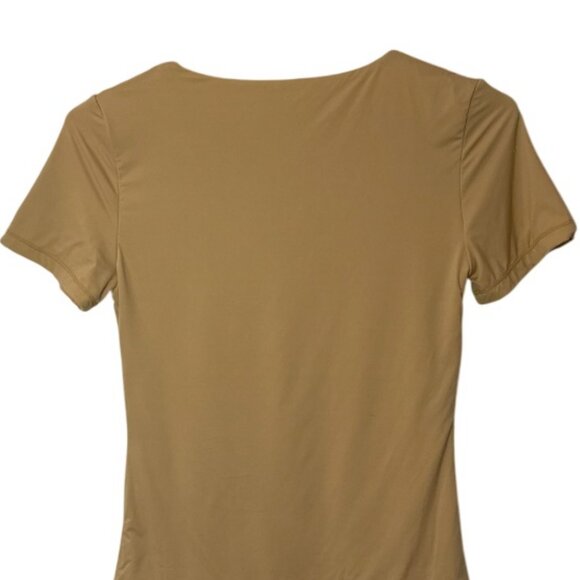 Mangopop ochre double lined short sleeve V neck fitted basic tee size S NWT - Picture 7 of 10